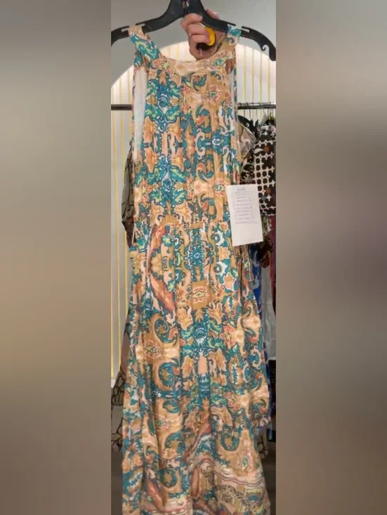 Cleobella Floral Abstract Print Sleeveless Green Patterned Belt Maxi Dress S NWT - Picture 8 of 10